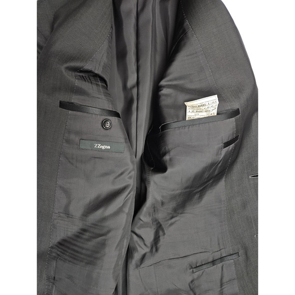 Z Zegna Blazer Men's 44L Mohair Wool Blend 2 Button Black Double vented Wedding - Picture 7 of 8